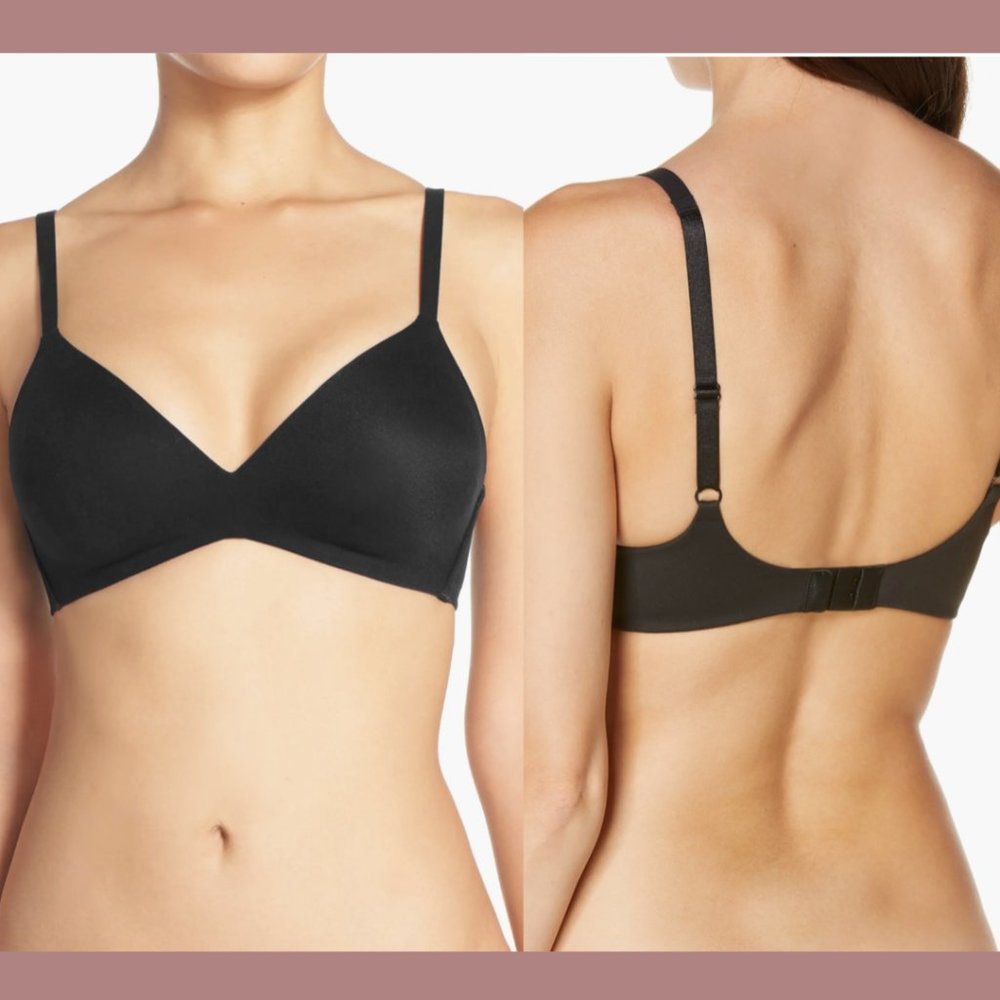 NWT $68 Wacoal [ 30DD US ] How Perfect No-Wire Contour TShirt Bra in Black #5696